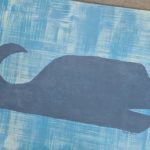Whale Teal floor cloth by Addie Peet.
