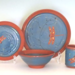 Whitefield Pottery dragonfly placesetting